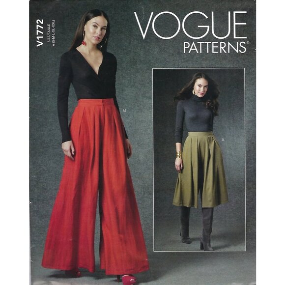 Sewing Pattern Vogue V1772 Misses Wide-Leg Pants Culottes Sizes S-XXL - Picture 1 of 7